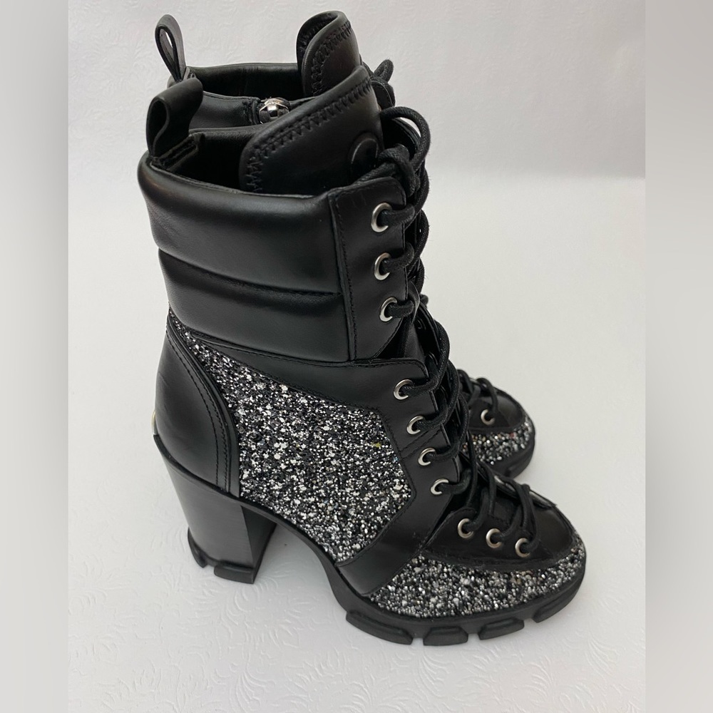 Michael Kors Ridley Lug- Sole Glitter Combat Boots Women’s Size 6M. - Picture 3 of 11